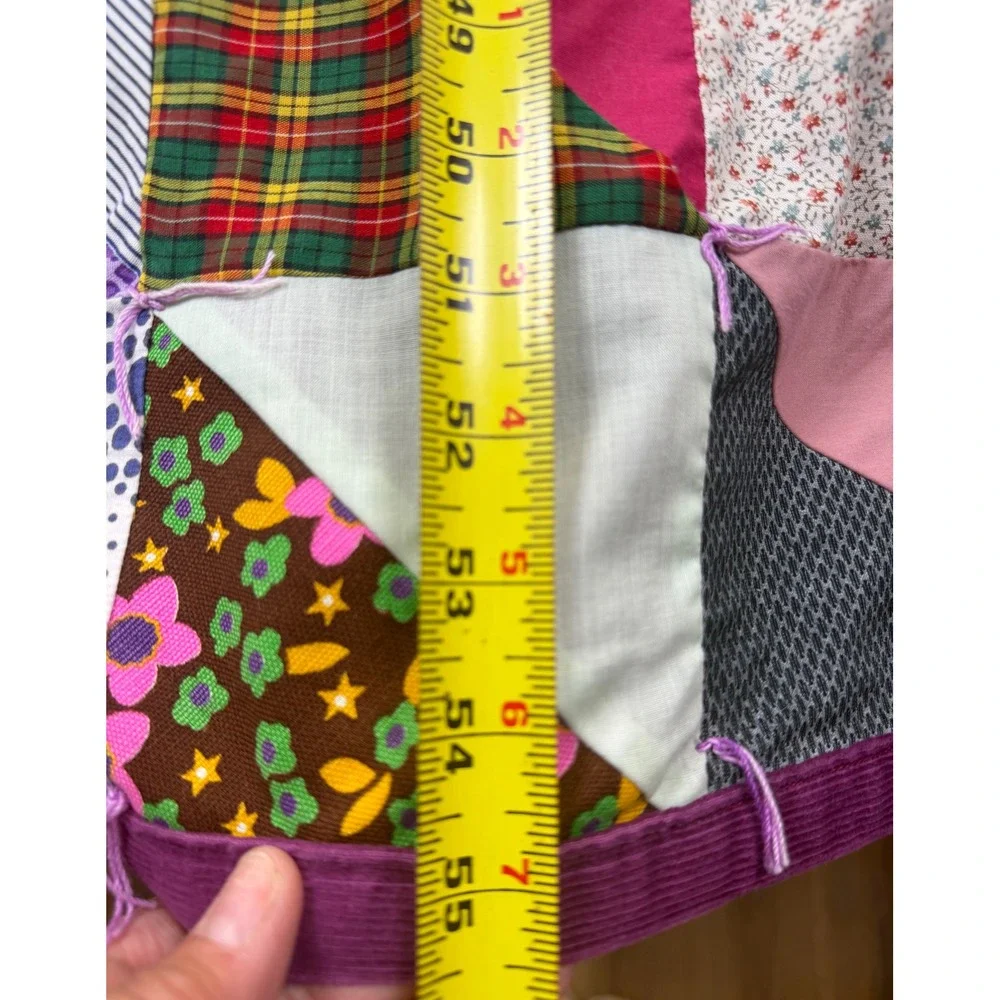 Vintage Handmade Patchwork Quilt Triangle Pattern Corduroy Back 55x48